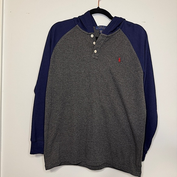 Polo Ralph Lauren XL (18-20) Boys Gray Knit Sweater Pullover Hoodie - Picture 1 of 8